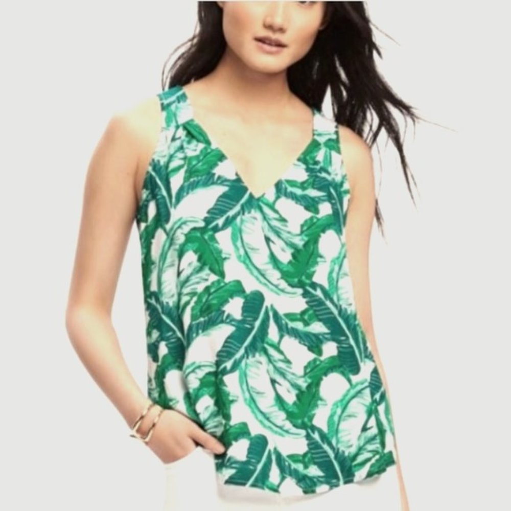 OLD NAVY Palm Leaf V-Neck Tank Top